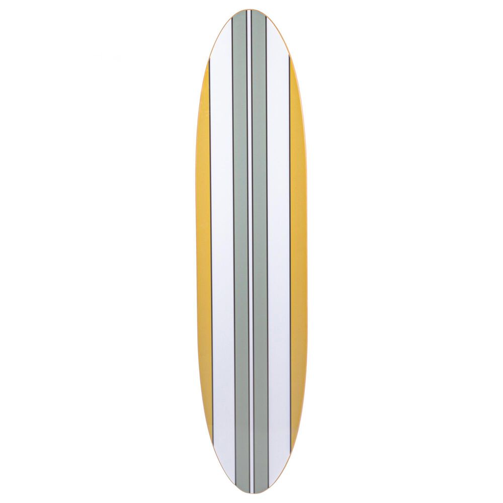 Creative Coop 15" x 65.6" Surfboard Wall Decor in Black, White and Brown, , large