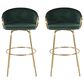 LumiSource Claire Swivel Barstool with Green Velvet Upholstery in Gold (Set of 2), , large