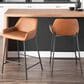 LumiSource Daniella 24" Counter Stool with Camel Upholstery in Black (Set of 2), , large