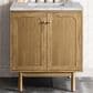 James Martin Vanities Laurent 30" Single Bathroom Vanity in Light Natural Oak with 3 cm Victorian Silver Quartz Top and Rectangular Sink, , large
