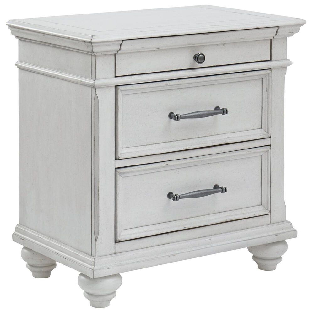 Ashley Kanwyn 4 Piece King Bedroom Set in Distressed Whitewash, , large