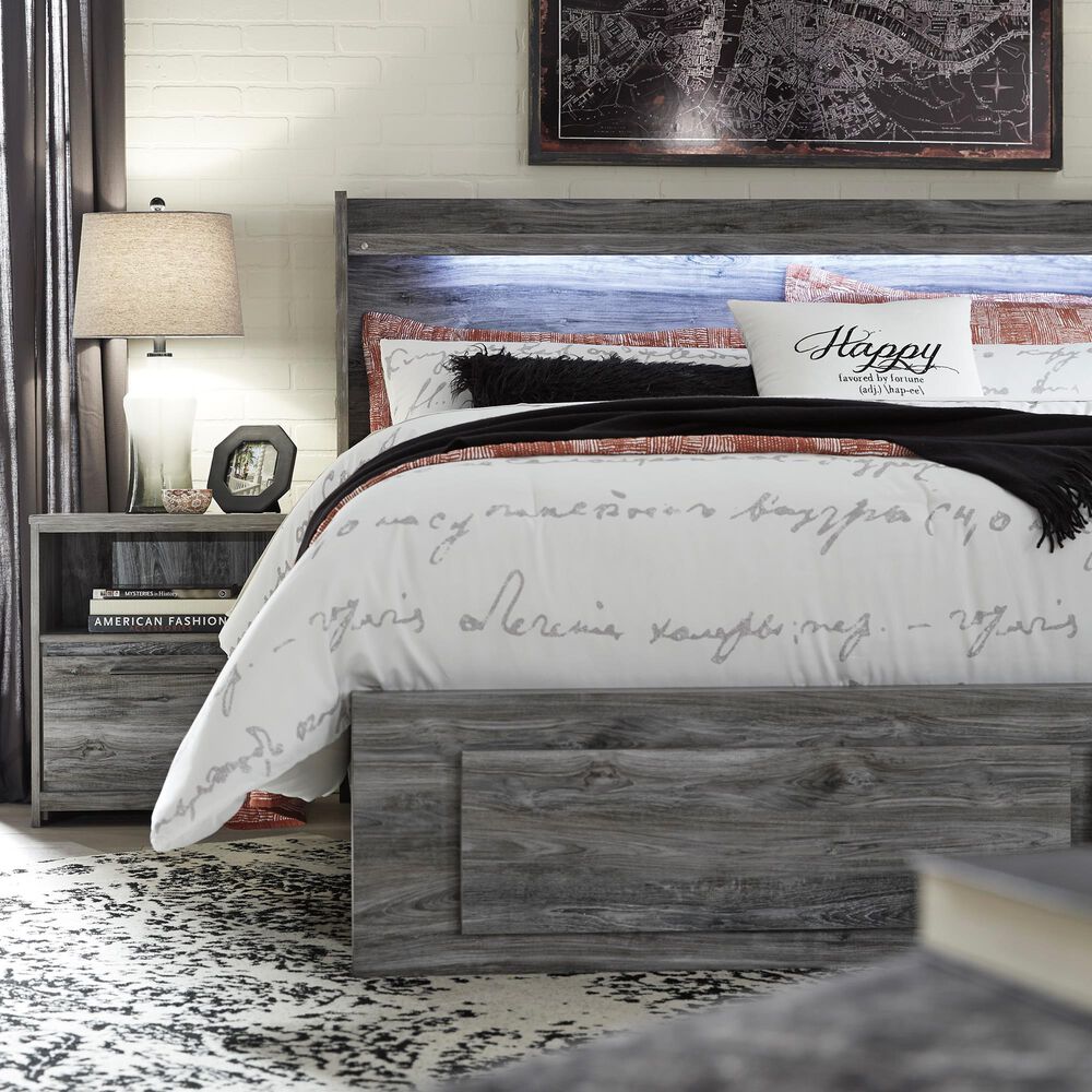 Ashley Baystorm King Panel Bed with 2 Storage Drawers in Gray, , large