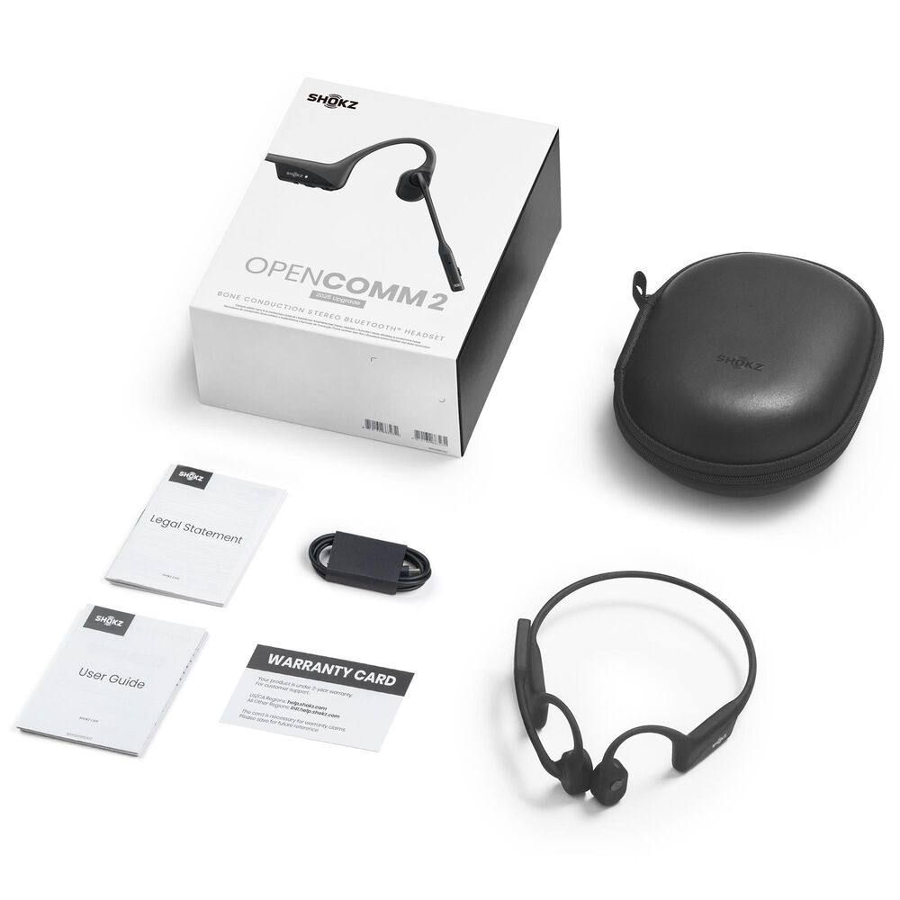 Shokz OpenComm2 Bone Conduction Stereo Bluetooth Headset in Black, , large