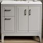 Kohler Seer 36" Single Bathroom Vanity in Mohair Grey with 3 cm Pure White Quartz Top and Rectangular Sink, , large