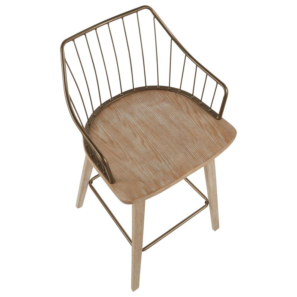 Hearth and Haven Winston Counter Stool in White Washed and Antique Copper, , large