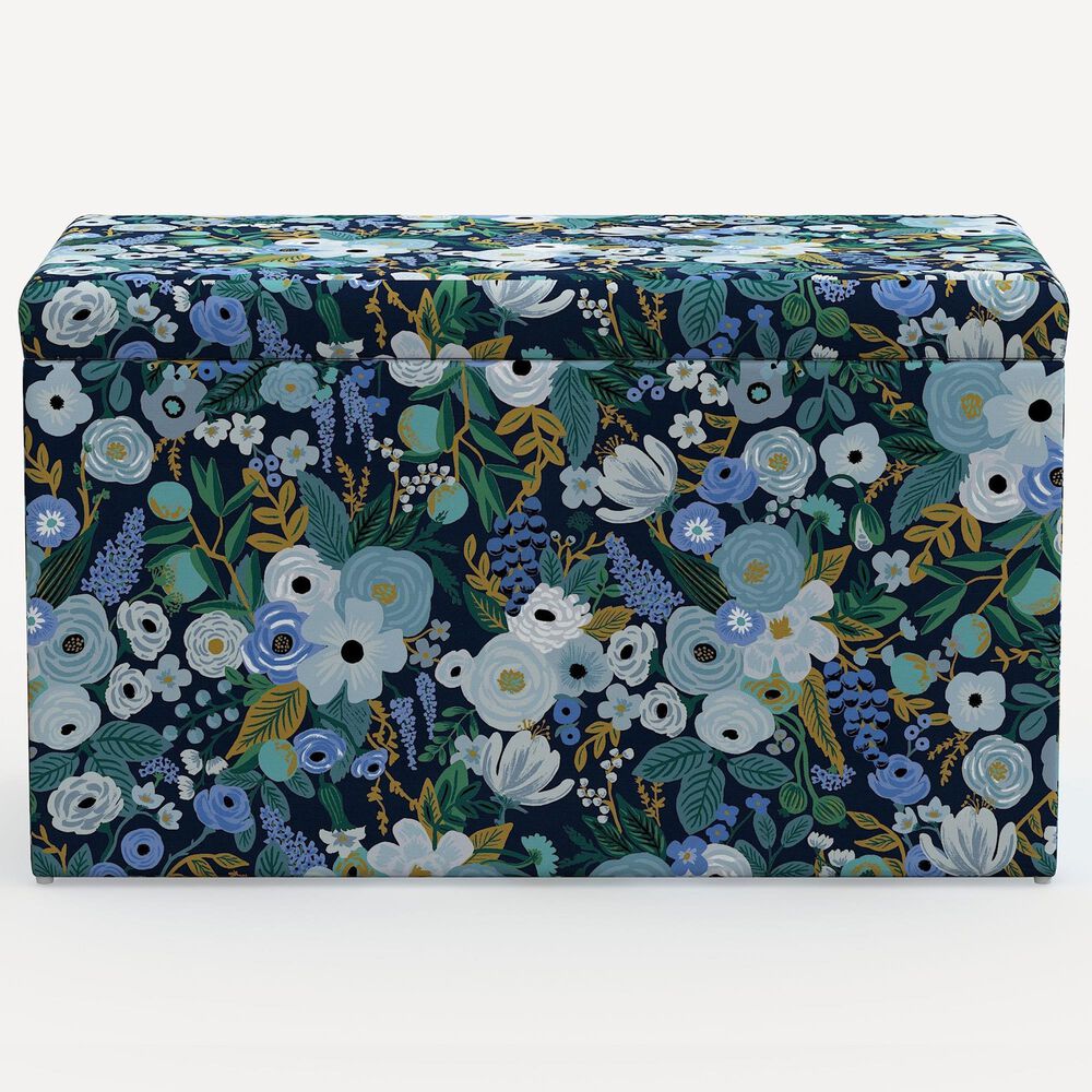 Rifle Paper Co Crafted by Cloth &amp; Company Willie Storage Bench in Garden Party Blue, , large