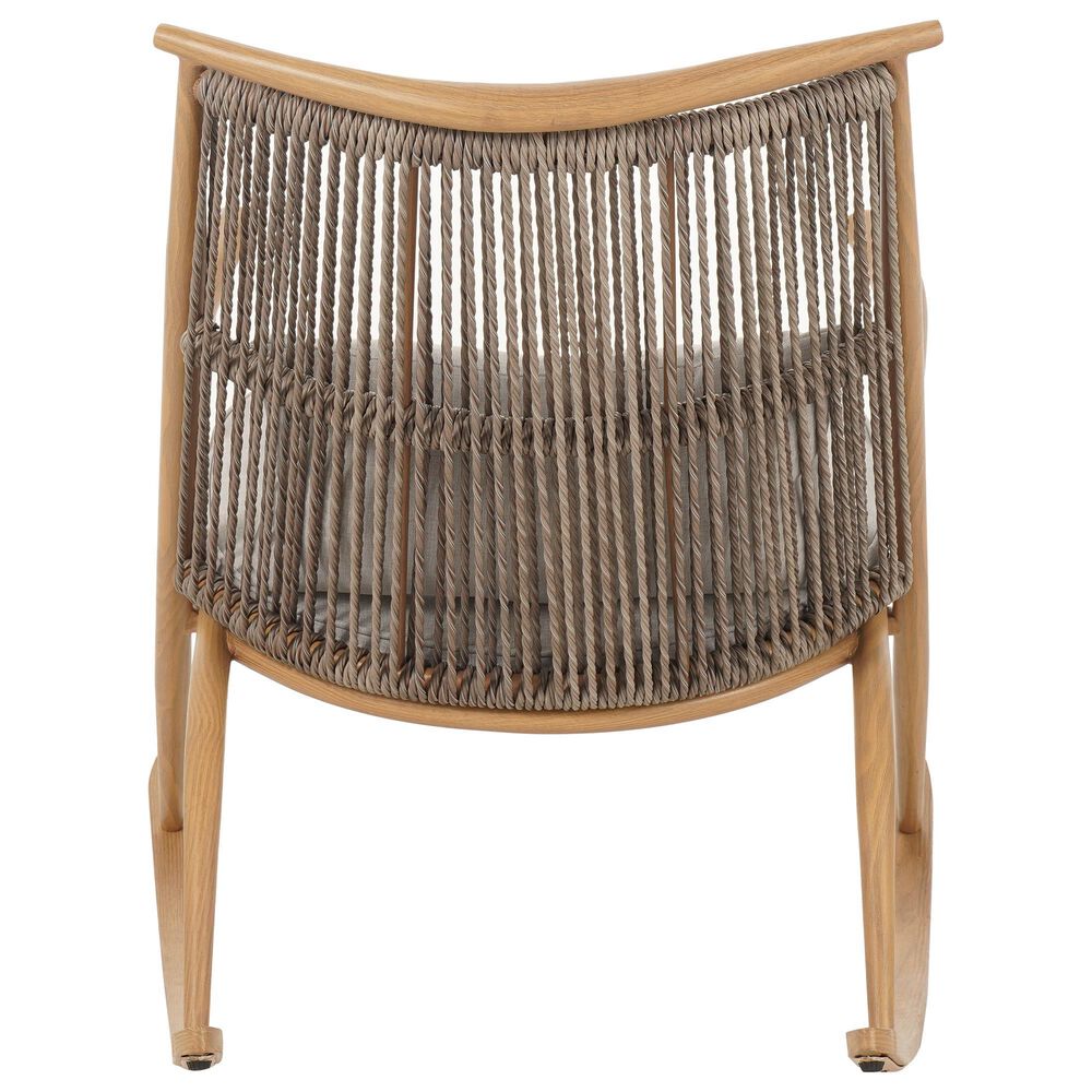 Hearth and Haven Outdoor Rocking Chair with Woven Backrest and Cushions in Light Gray, , large