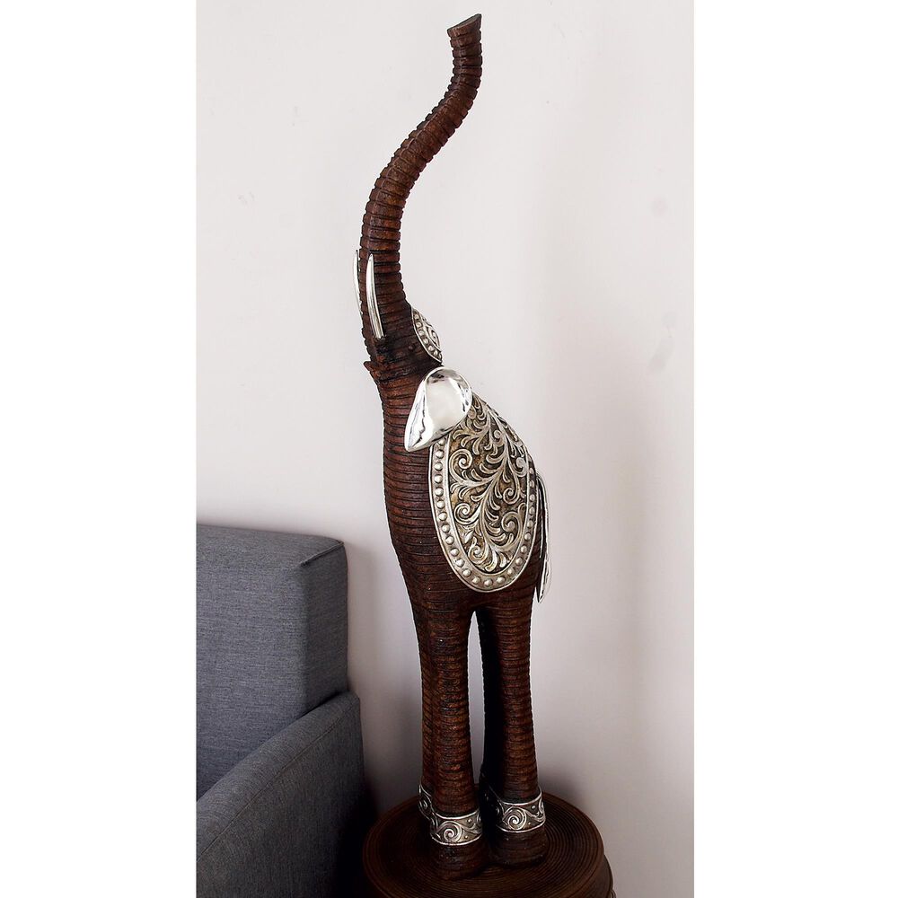 Maple and Jade Eclectic Elephant Sculpture in Brown and Silver, , large