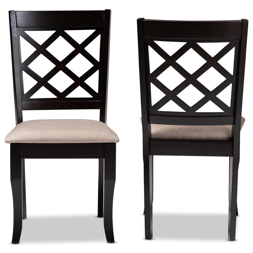 Baxton Studio Verner Side Chair with Sand Cushion in Dark Brown (Set of 2), , large