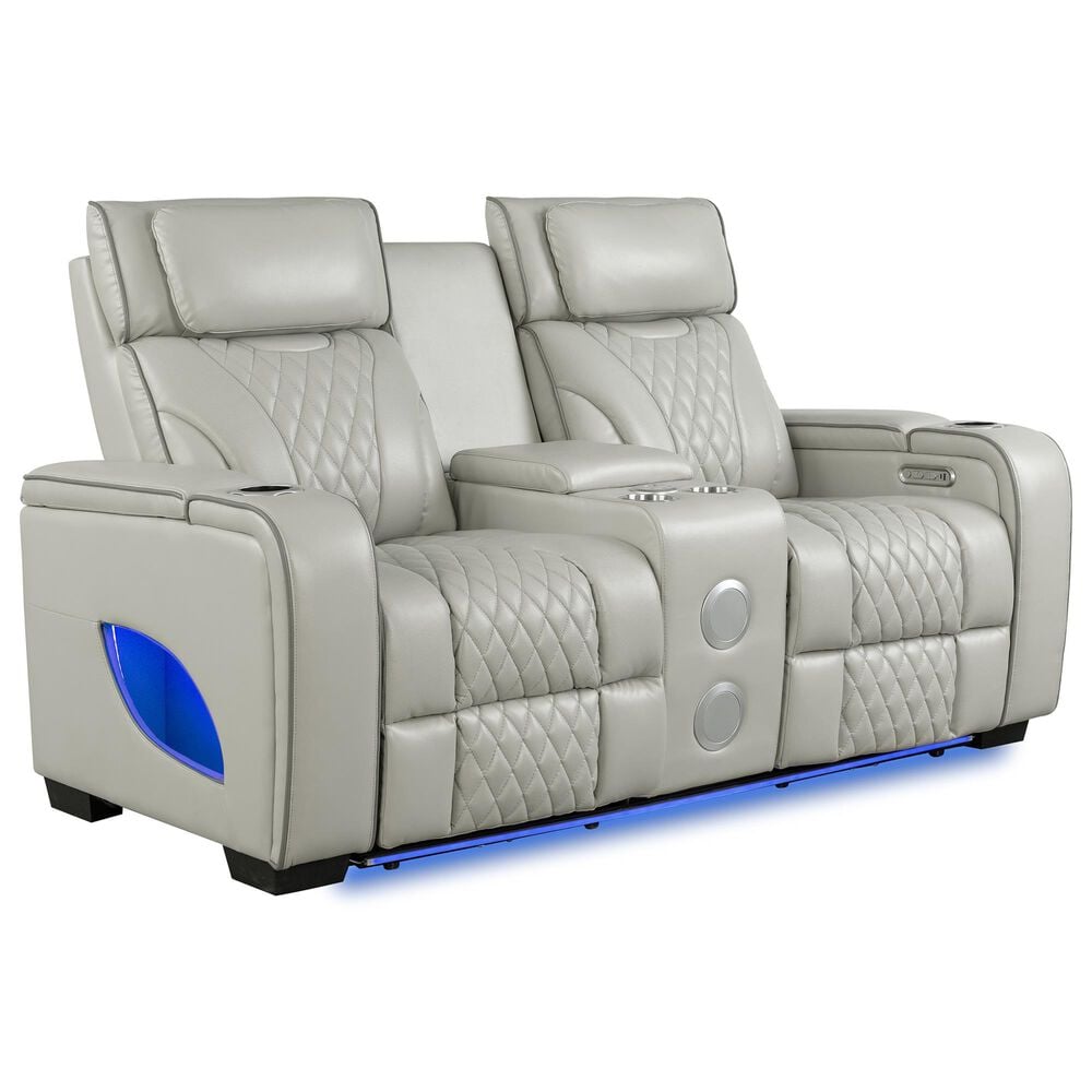 Titanic Furniture All Star Power Reclining Loveseat with Power Headrest in Gray, , large