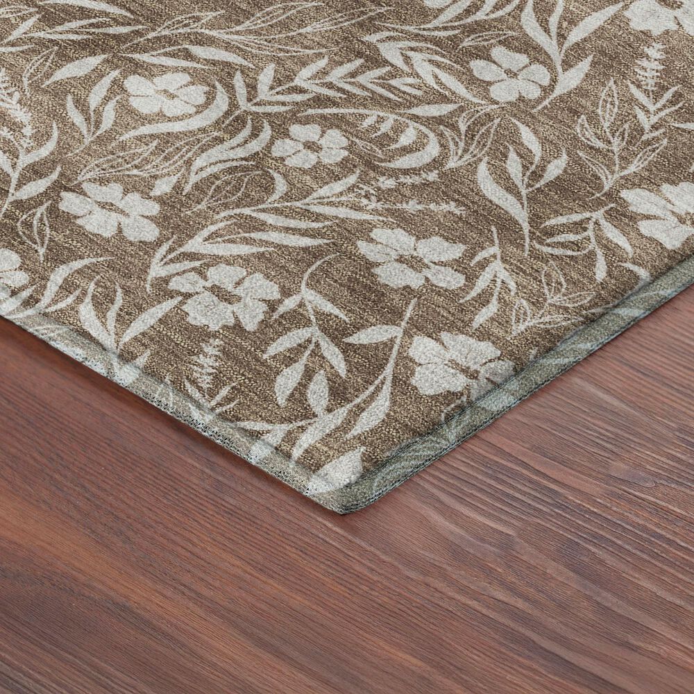 Dalyn Rug Company Soft Essentials Floral Mocha 2'3" x 7'6" Indoor/Outdoor Runner, , large