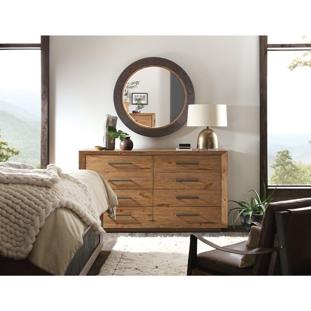 Hooker Furniture Big Sky Round Accent Mirror in Furrowed Bark, , large
