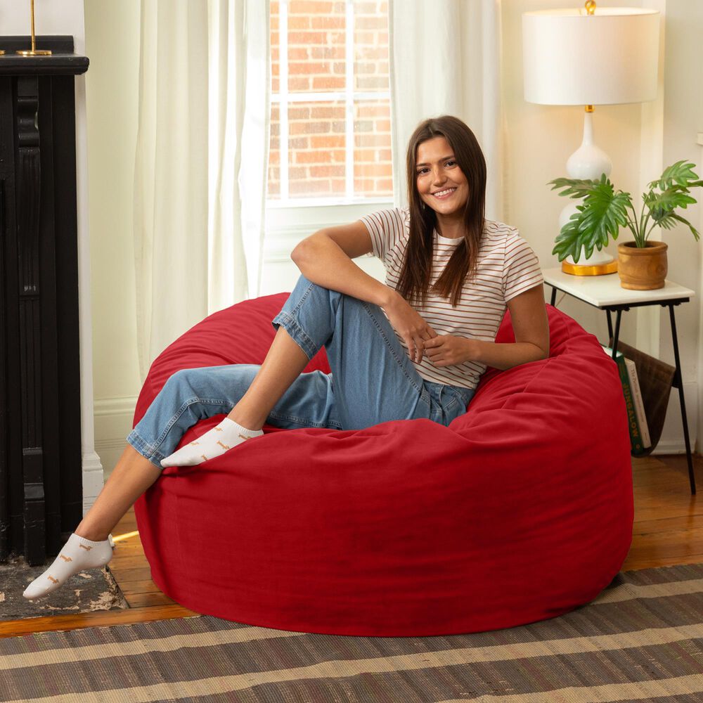 Jaxx Saxx 4&#39; Large Round Bean Bag Chair in Merlot, , large