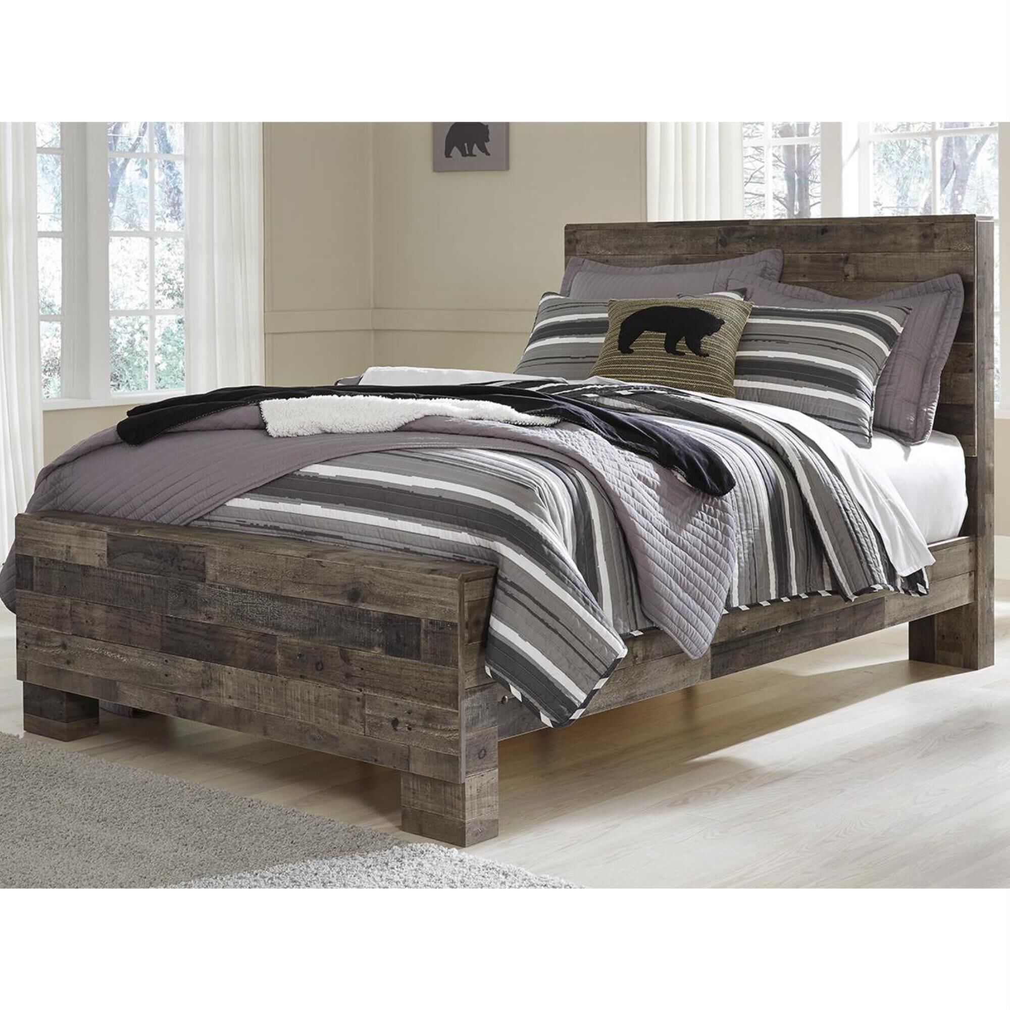 Ashley Derekson Full Panel Bed in Walnut and Gray