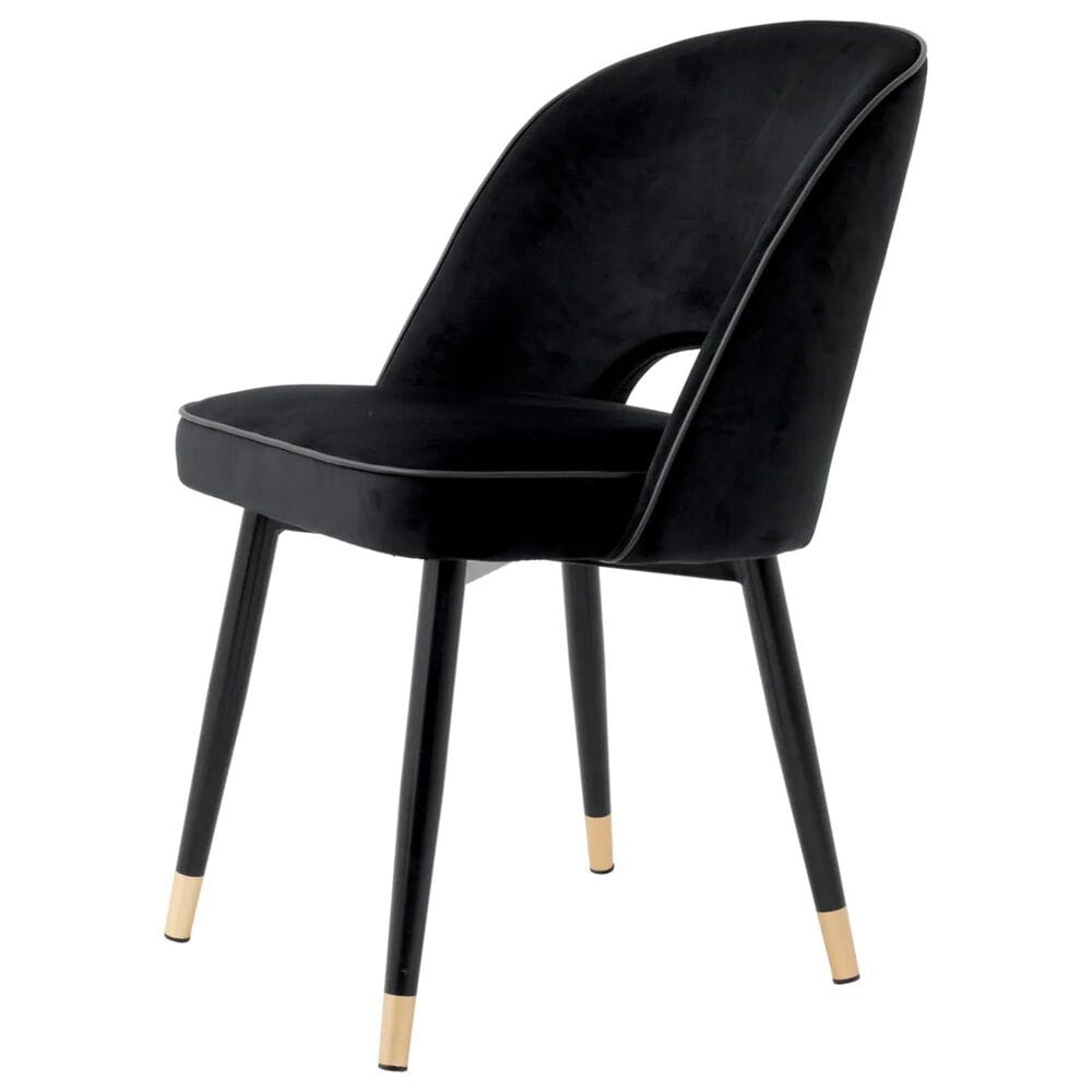 Eichholtz Cliff Upholstered Dining Side Chair in Roche Black Velvet, , large