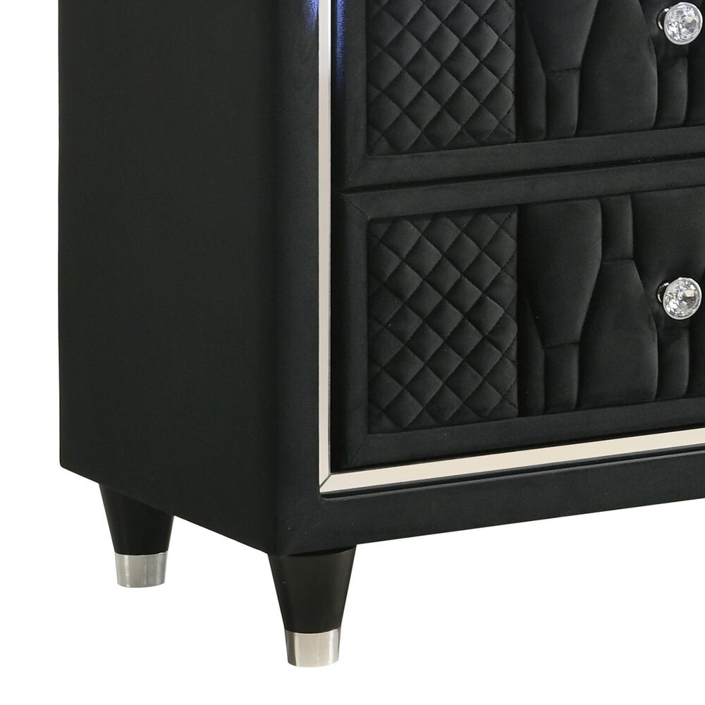 Pacific Landing Lorient 2 Drawer LED Nightstand in Black with AC Outlets and USB Ports, , large