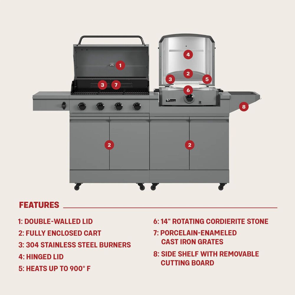 Tytus 4-Burner Gas grill w/ Pizza Oven in Gunmetal Gray, , large