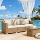 Hearth and Haven Outdoor Sofa with Cushions and Natural Wicker in Cream White, , large