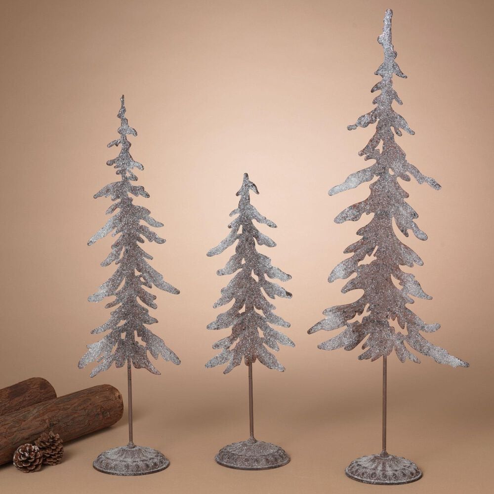 The Gerson Company 3-Piece Metal Trees with Glitter Accent Set in Brown, , large