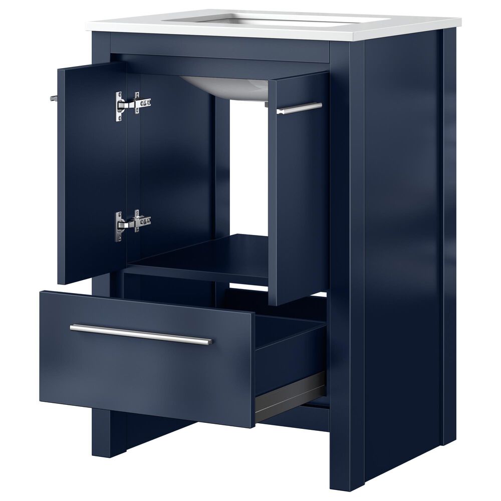 Lexora Home Lafarre 24&quot; Single Bathroom Vanity in Navy Blue with 2 cm White Quartz Top and Rectangular Sink, , large