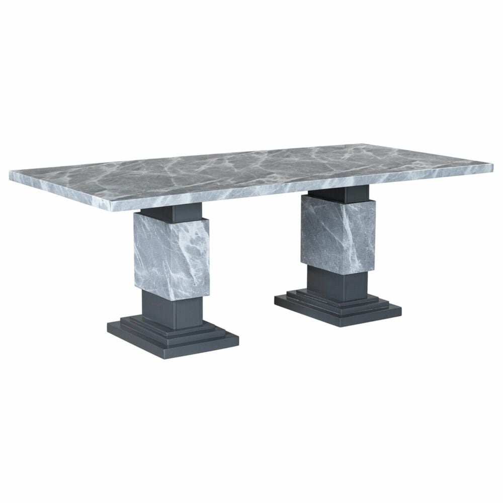 Global Furniture USA Double Pedestal Rectangular Dining Table in Grey  - Table Only, , large