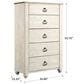 Ashley Willowton 5 Drawer Chest in White Washed, , large