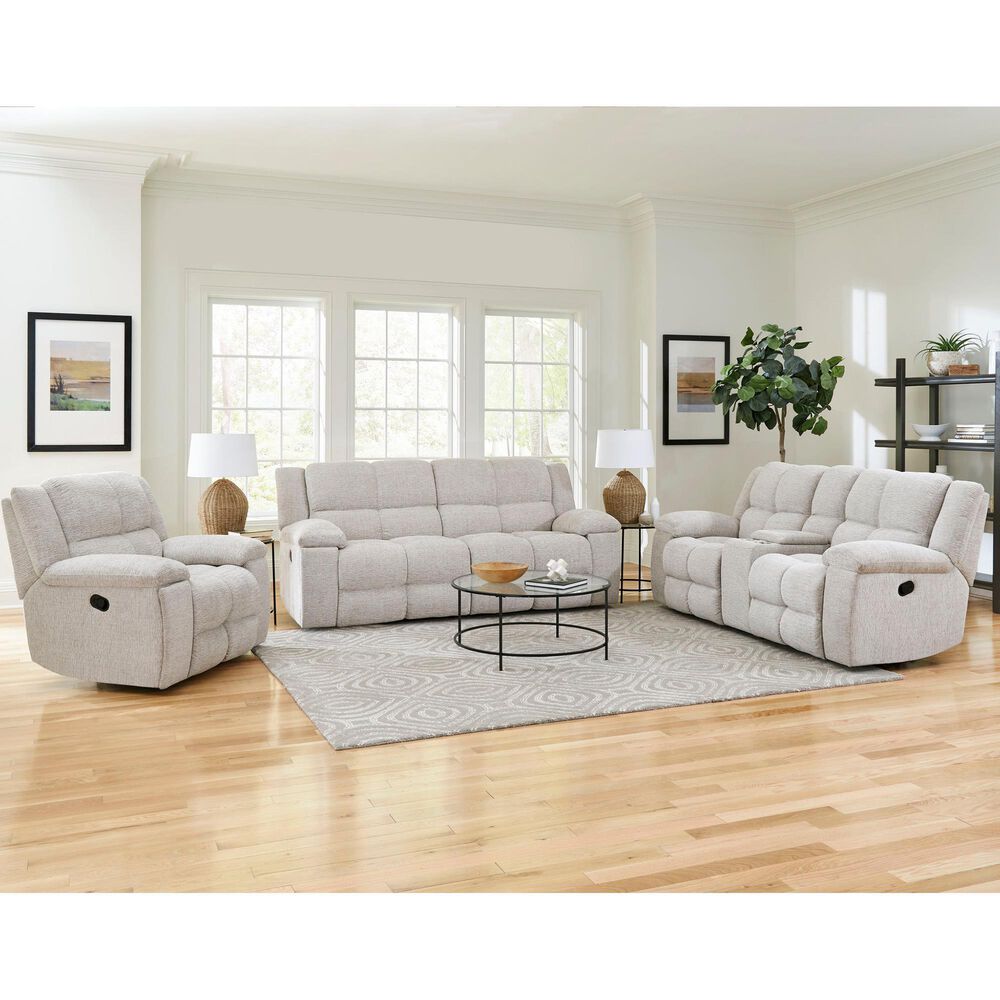 Simeon Collection Buster Manual Dual Reclining Sofa and Console Loveseat Set in Opal Taupe, , large