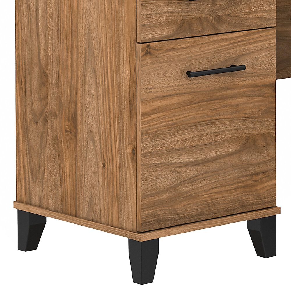 Bush Somerset 60" LShaped Desk with Hutch in Fresh Walnut NFM