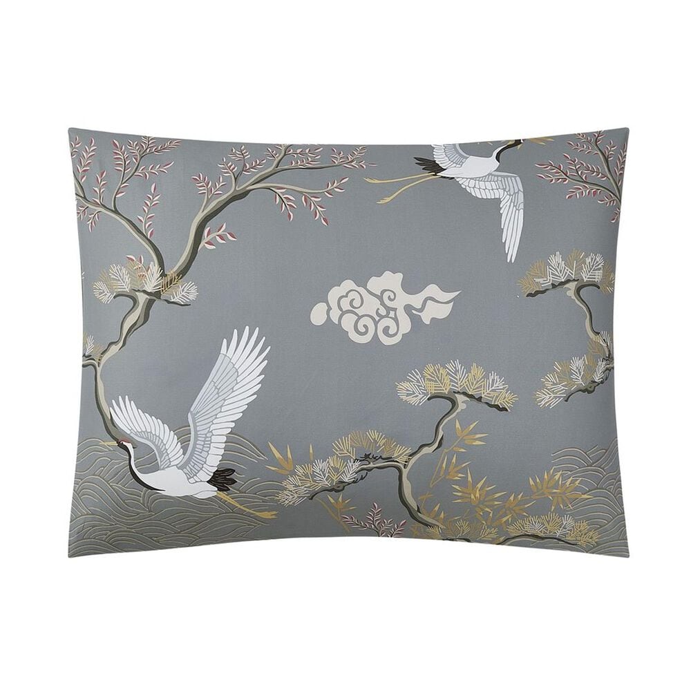 Peking Handicraft Cranes 3-Piece Full/Queen Comforter Set in Gray, , large