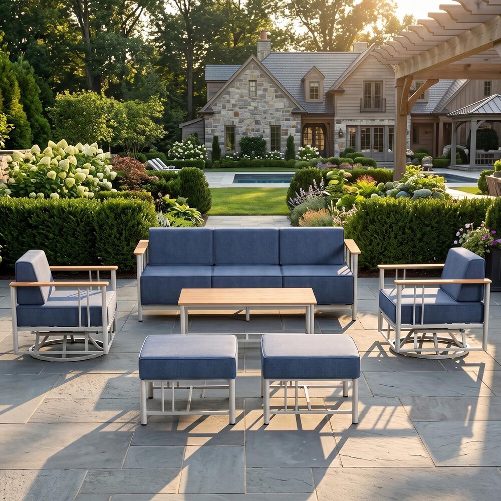 Sunwell Garden 6-Piece Patio Conversation Set in Blue, , large