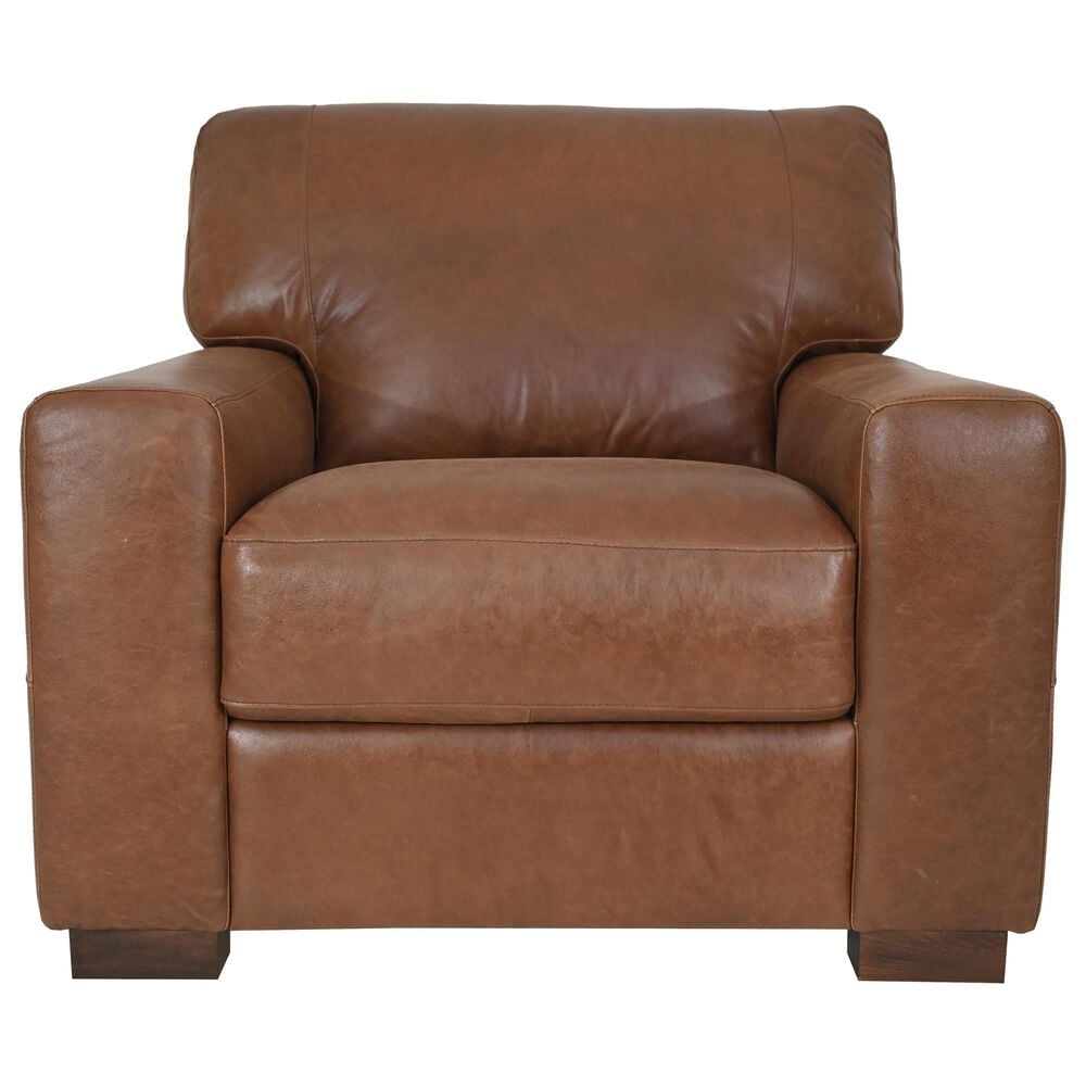 Softline Leather Stationary Sofa in Splendor Chestnut, , large