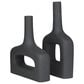 Maple and Jade 2-Piece Donut Shaped Decorative Vase Set in Matte Black, , large