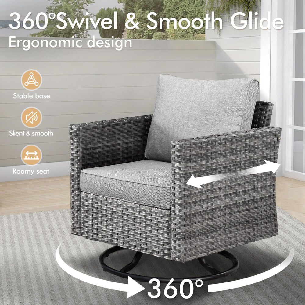 HOMLUX 6-Piece Patio Conversation Set in Dark Gray, , large