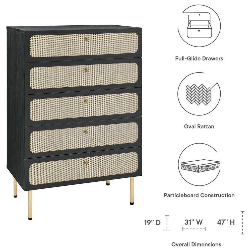 Modway Chaucer 5-Drawer Chest in Black, , large