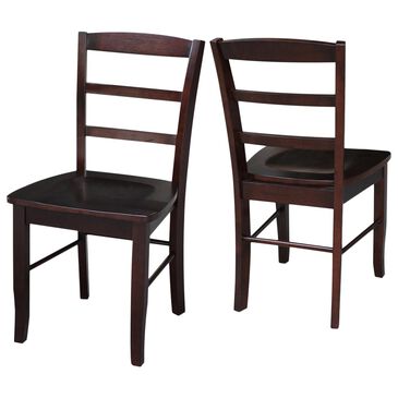 International Concepts Madrid Ladderback Chair in Rich Mocha (Set of 2), , large