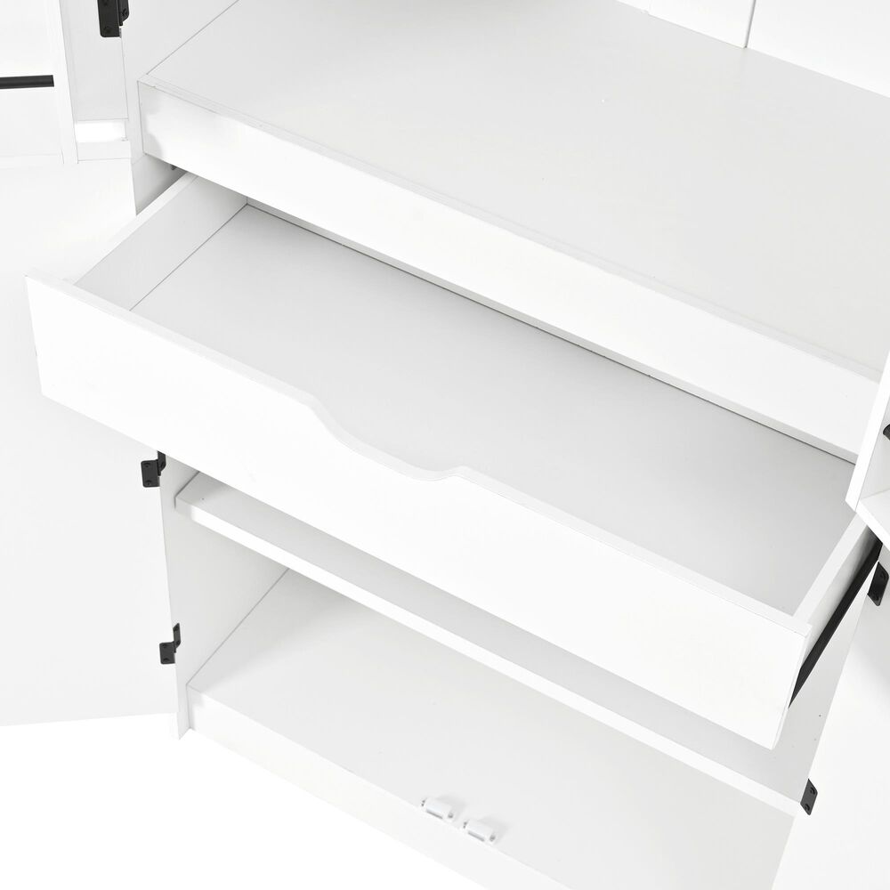 HOMLUX HOMLUX 72" Tall Farmhouse Kitchen Pantry Cabinet with 8 Door Shelves, Curved Design Storage Cabinet with 3 Adjustable Shelves, Hidden Drawer, Versatile Cupboard for Kitchen, Dining &amp; Bathroom, White, , large
