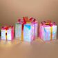 The Gerson Company 3-Piece USB Electric RGB Lighted Holographic Holiday Gift Box Set in White, , large