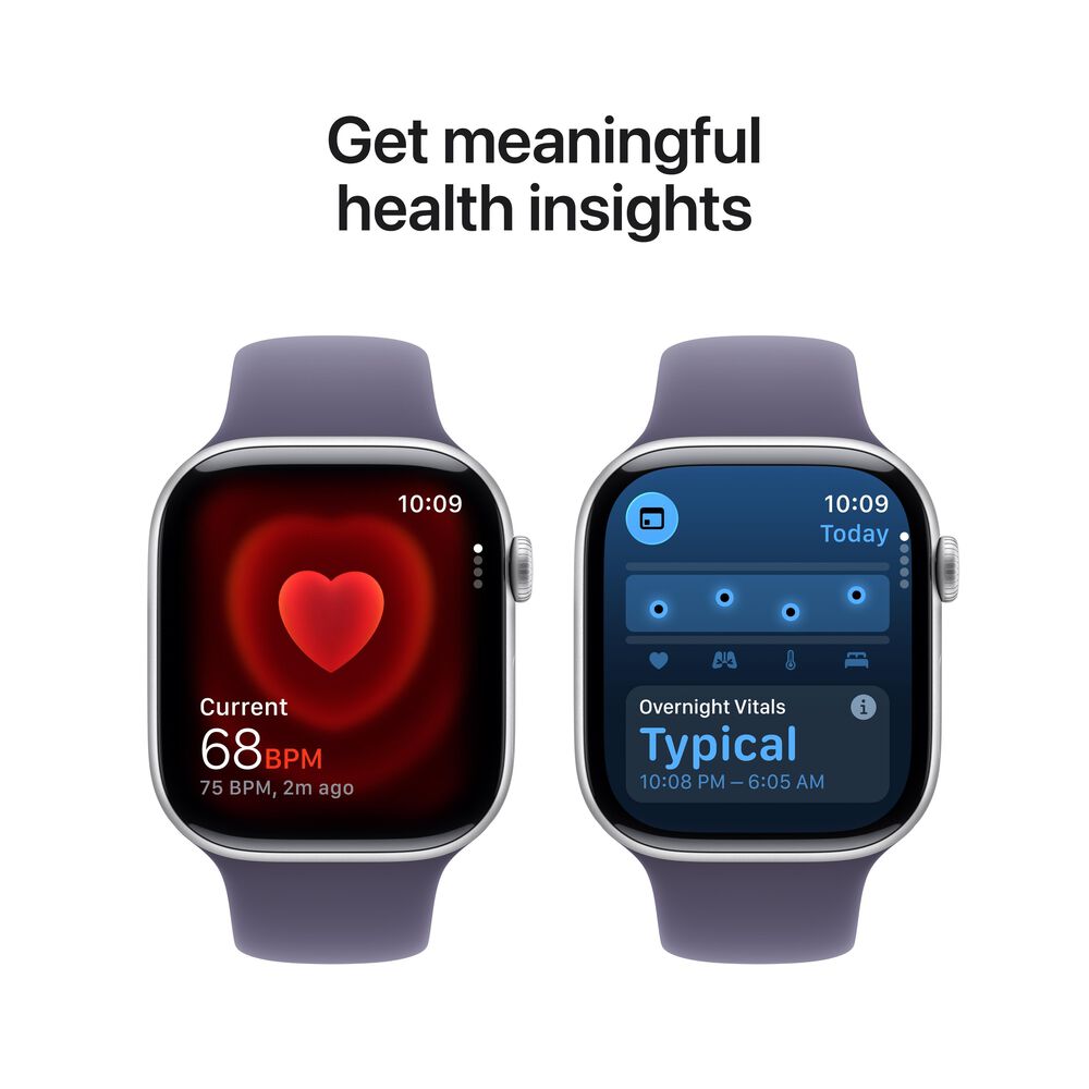 Apple Watch Series 11 &#40;GPS&#41; 46mm Silver Aluminum Case with Purple Fog Sport Band - M/L - Silver - &#40;2025&#41;, , large