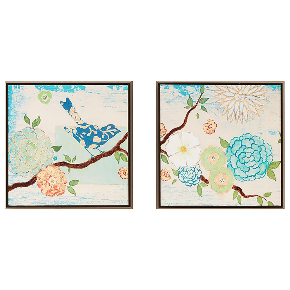 Hampton Park Blooming Florals 2-Piece Deco Box Wall Art in Blue, , large