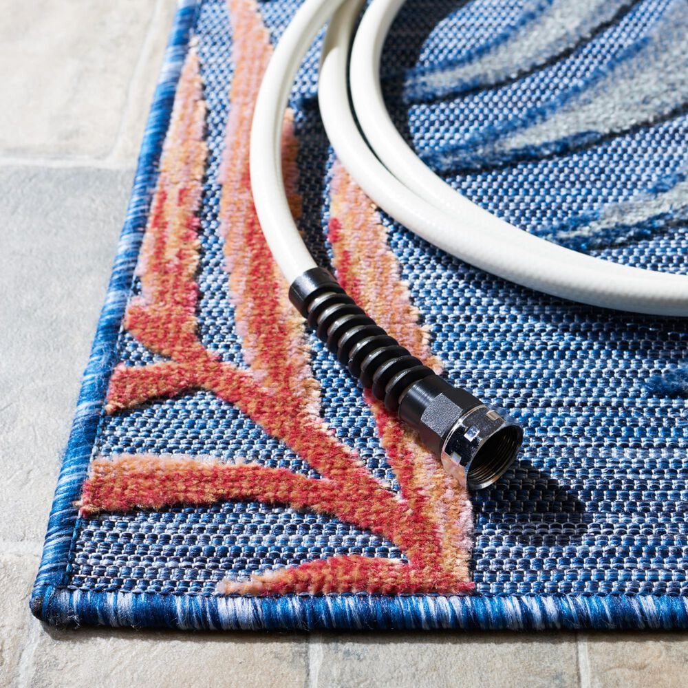 Safavieh Cabana CBN458M 4&#39; x 6&#39; Blue and Rust Indoor/Outdoor Area Performance Rug, , large