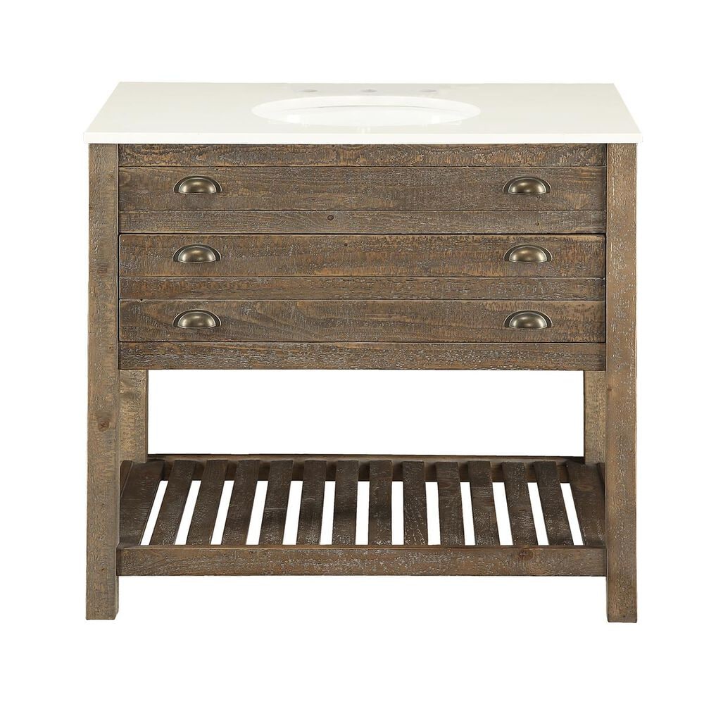 Coast To Coast Imports 36" Vanity With Top, Single Sink,1 Drawer in Brown, , large