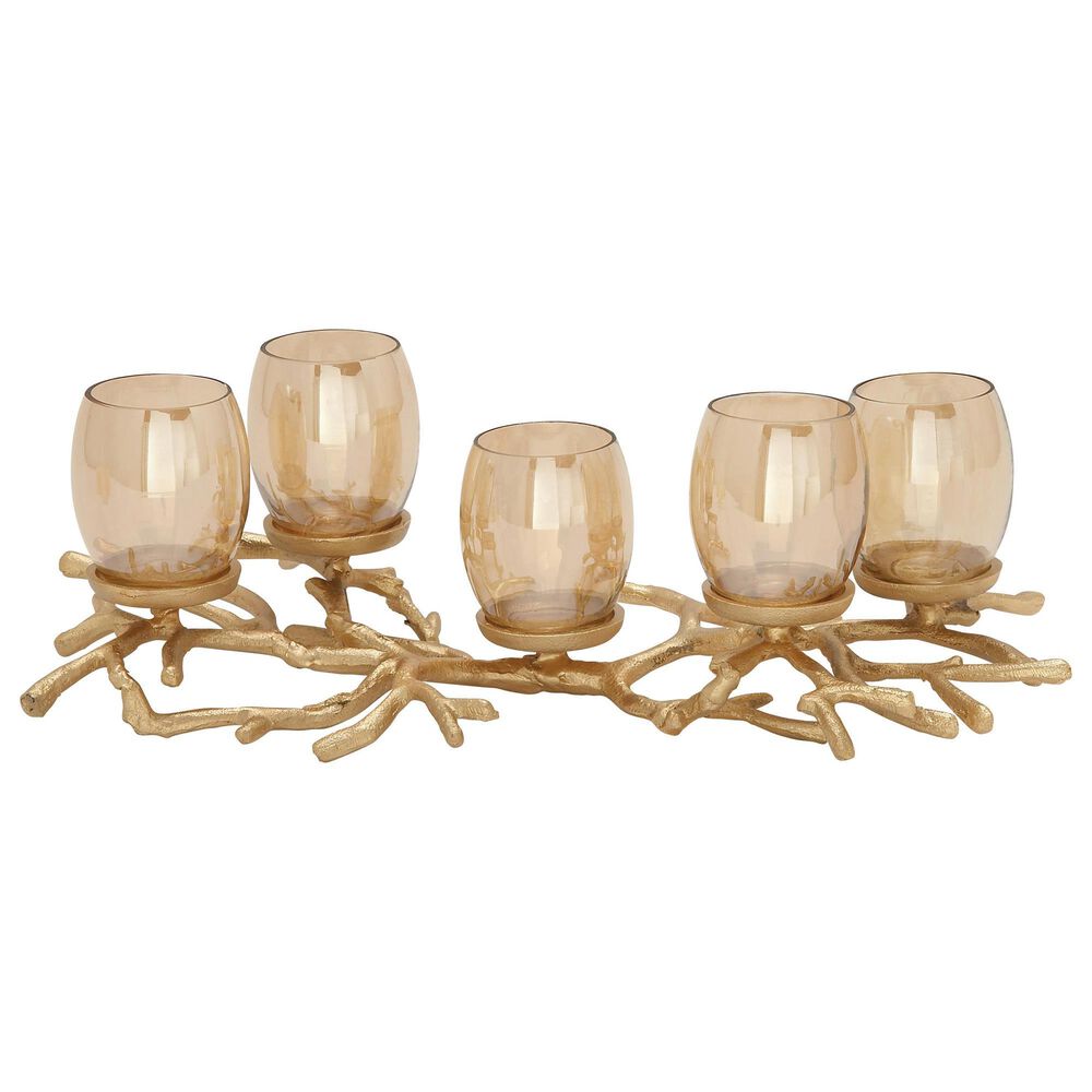 Maple and Jade 19&quot; x 6&quot; Hurricane Lamp in Gold, , large