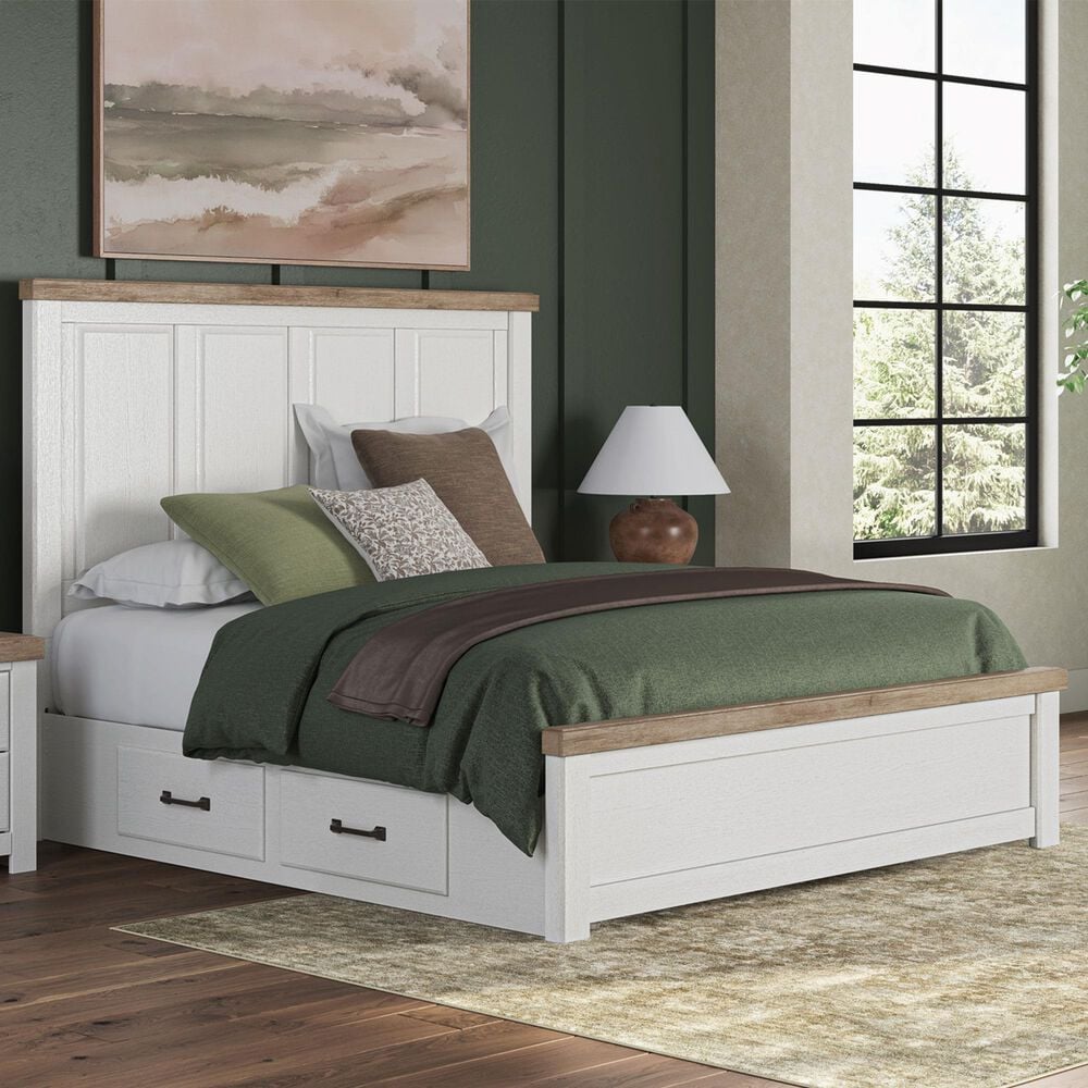 Ashley Savonport King Storage Panel Bed in White and Brown, , large
