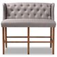 Baxton Studio Alira Bar Stool Bench with Grey Cushion in Walnut, , large