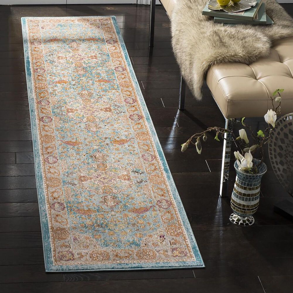 Safavieh Aria 2&#39; x 8&#39; Blue and Orange Runner, , large