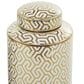 Maple and Jade 2-Piece Jar Set with Geometric Accents in Glossy Gold and White, , large