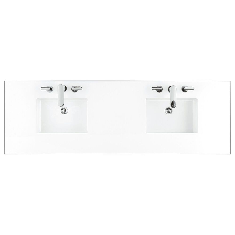 James Martin Vanities Myrrin 72&quot; Double Vanity in Bright White with 3 cm White Zeus Quartz Top, , large
