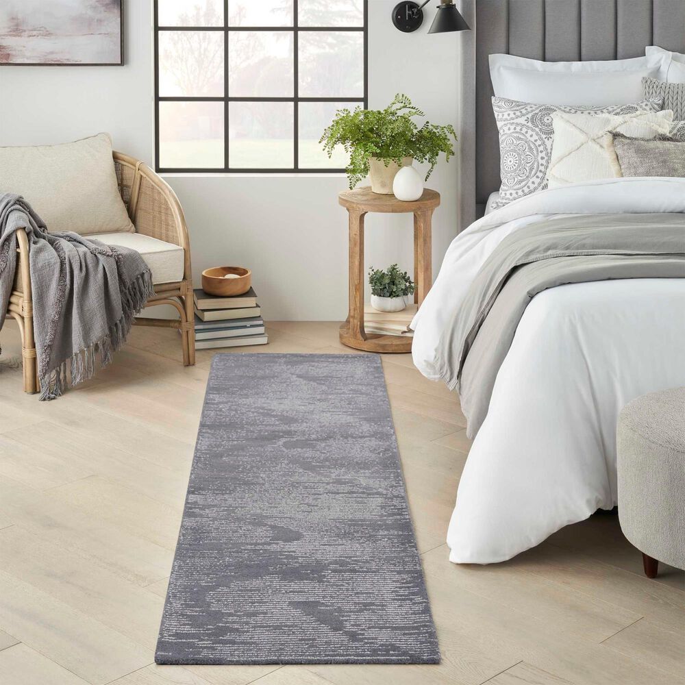 Nourison Ma30 Star Abstract 2&#39;3&quot; x 8&#39; Blue Runner, , large