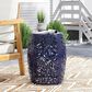 Hearth and Haven Outdoor Side Table with Tropical Palm Leaf Pattern in Navy Blue, , large