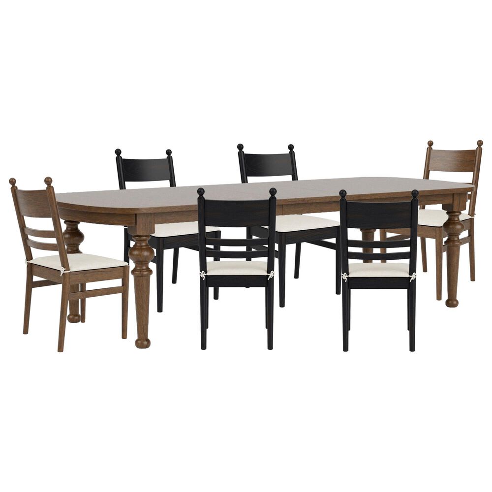Riverside Furniture Calhoun 7-Piece Rectangular Dining Set in Whiskey Oak and Ebony Whiskey Oak, , large